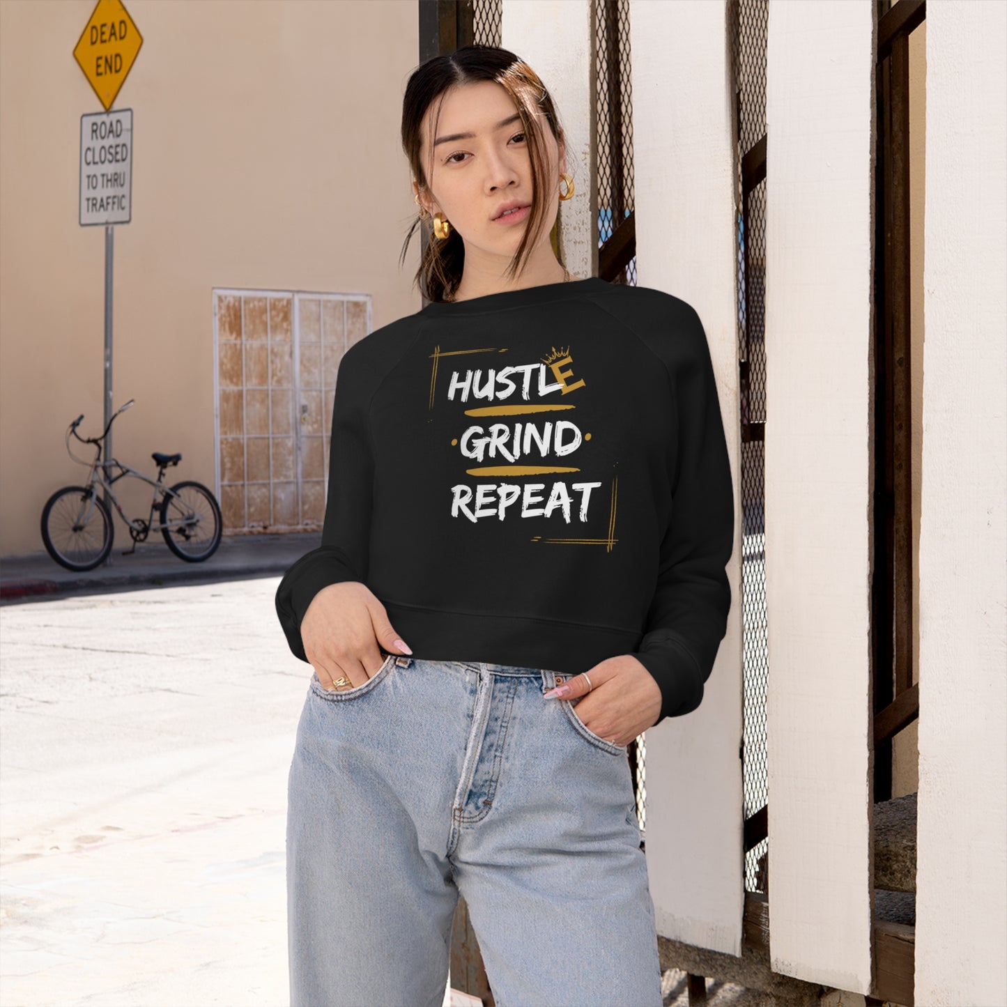 Hustle, Grind, Repeat - Women's Cropped Fleece Pullover