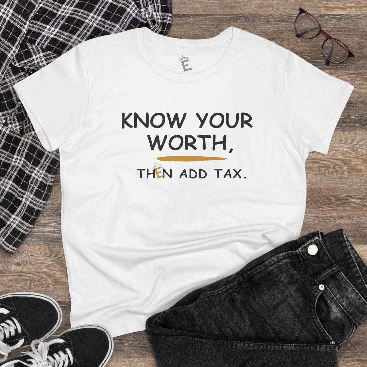 Know Your Worth - Women's Semi-Fitted Cotton Tee