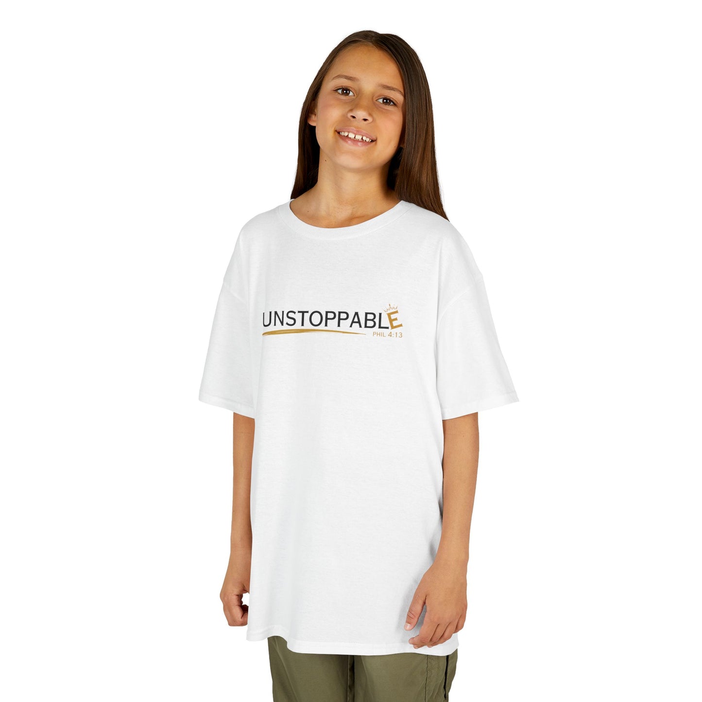 Unstoppable Kids Heavy Cotton Tee - Motivational Youth T-Shirt