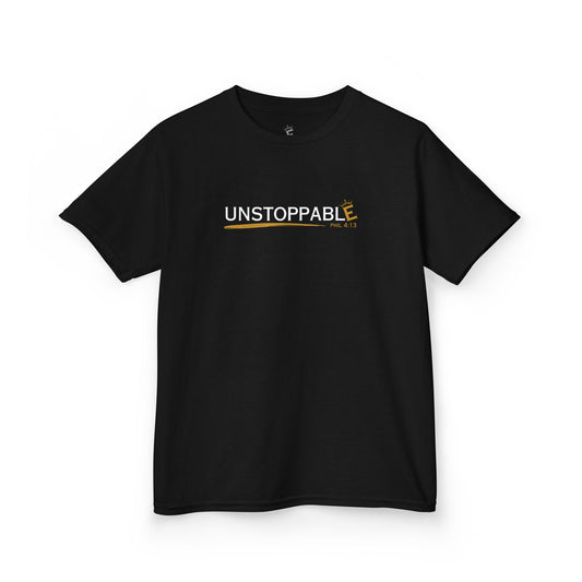 Unstoppable Kids Heavy Cotton Tee - Motivational Youth T-Shirt